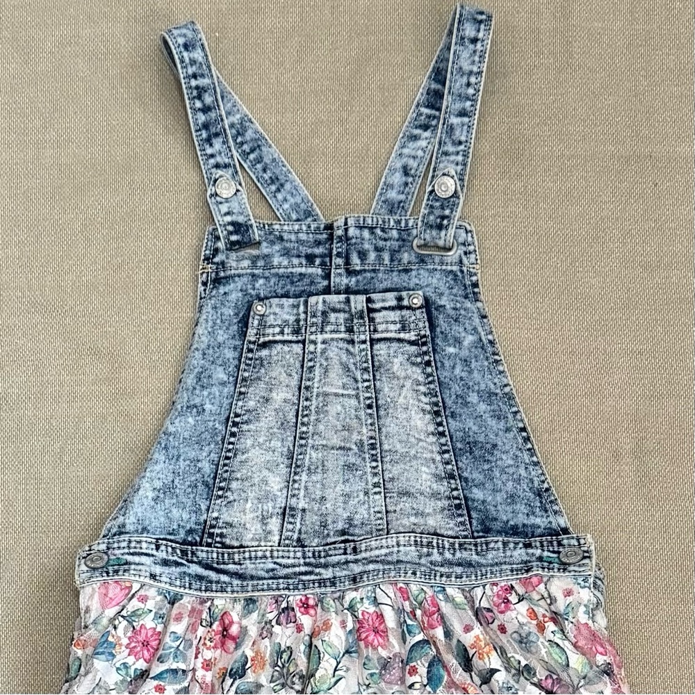 90's Jordache Girls Blue Jean Denim & Tulle Overalls Style Dress Size XL (14/16) - Picture 3 of 6
